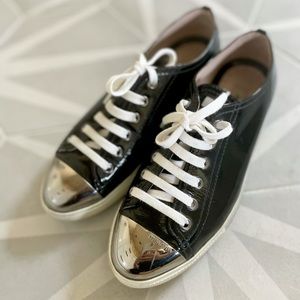 Miu Miu cap toe lace up black shoes